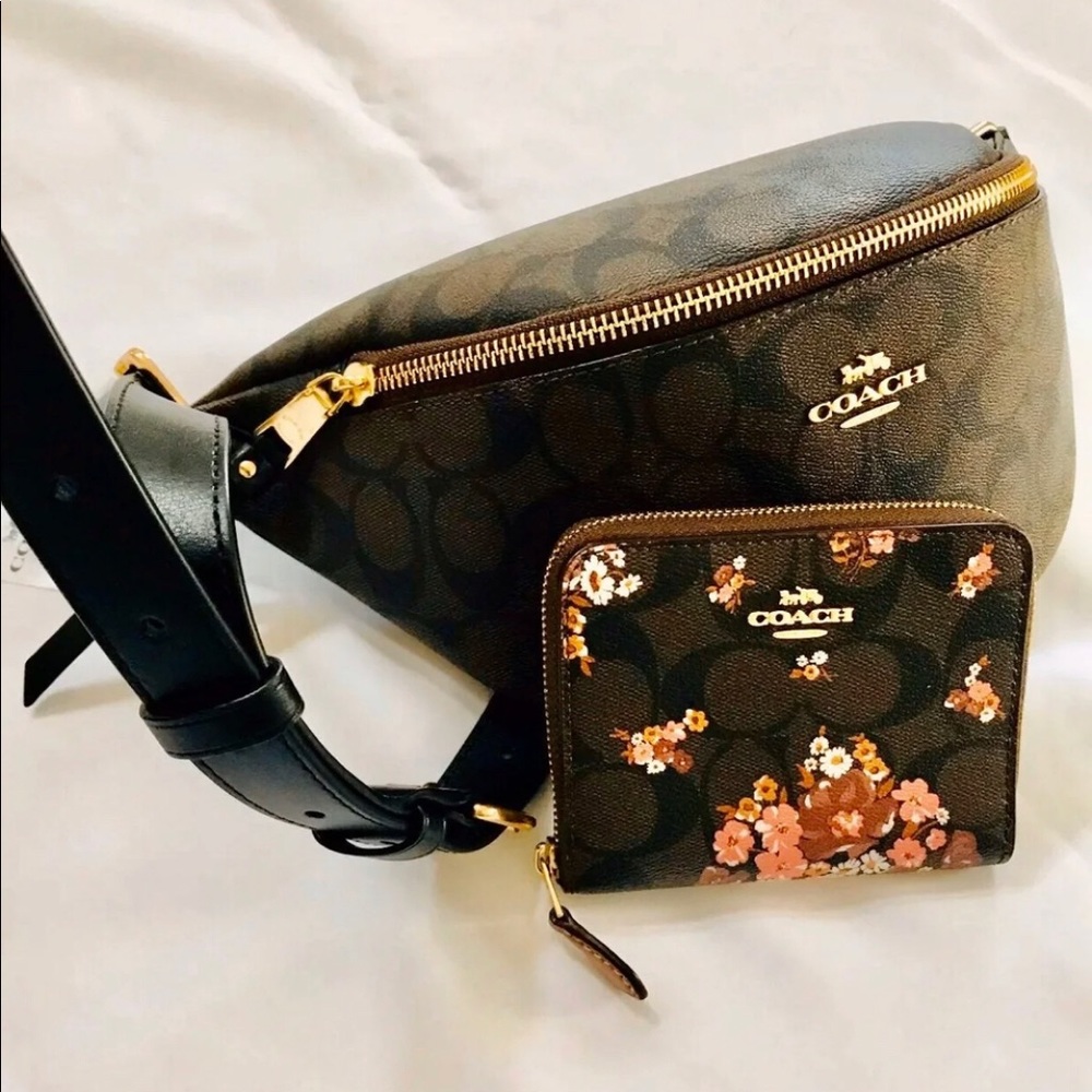 Coach 2PC Belt Bag & Floral Wallet Set